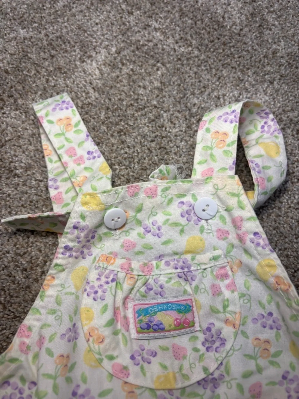 RARE Vintage OshKosh B'gosh Fruit Ruffle Shortalls 24 months USA